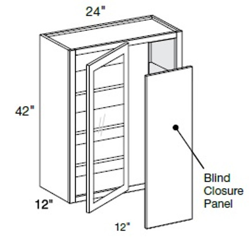 Ideal Cabinetry Napa Blended Cream Corner Cabinet - Glass Doors - WBCU2742PFG-NBC