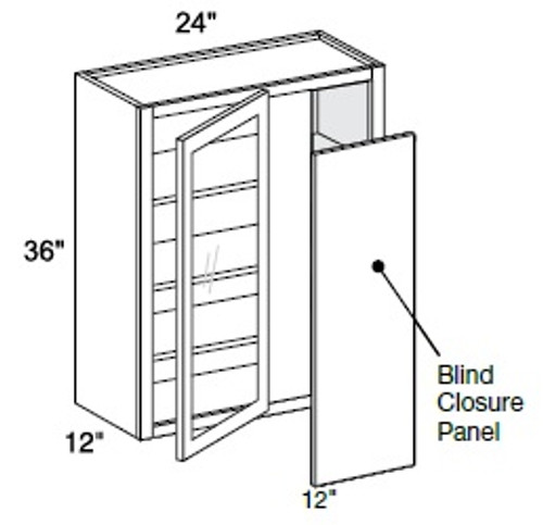 Ideal Cabinetry Napa Blended Cream Corner Cabinet - Glass Doors - WBCU2736PFG-NBC