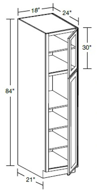 Ideal Cabinetry Napa Blended Cream Pantry Cabinet - Glass Doors - U182484PFG-NBC