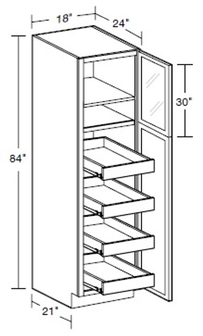 Ideal Cabinetry Napa Blended Cream Pantry Cabinet - Glass Doors - U182484PFG-4T-NBC