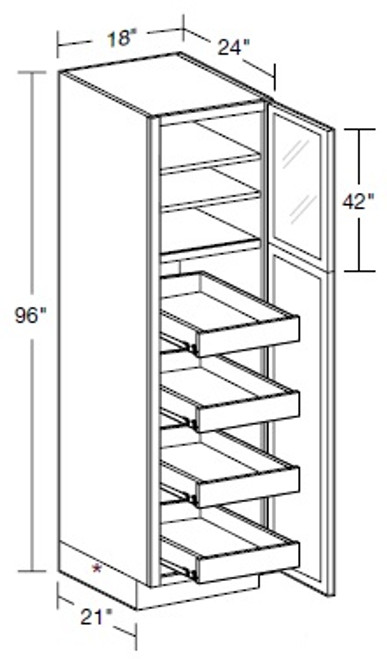 Ideal Cabinetry Napa Blended Cream Pantry Cabinet - Glass Doors - U182496PFG-4T-NBC