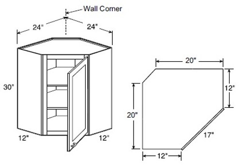 Ideal Cabinetry Hawthorne Cinnamon Angled Cabinet - WA2430-HCN