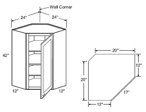 Ideal Cabinetry Hawthorne Cinnamon Angled Cabinet - WA2442-HCN