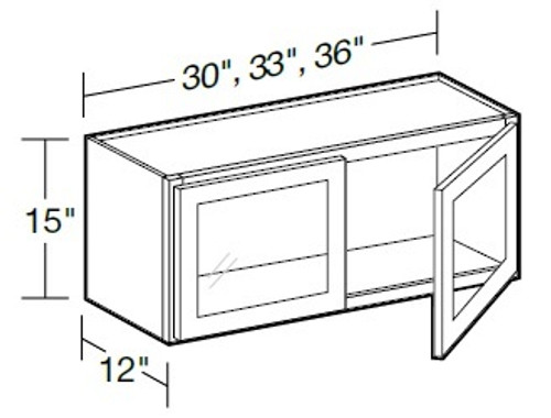 Ideal Cabinetry Hawthorne Cinnamon Wall Cabinet - Glass Doors - W3615PFG-HCN