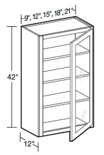 Ideal Cabinetry Hawthorne Cinnamon Wall Cabinet - Glass Doors - W1842PFG-HCN