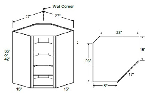 Ideal Cabinetry Hawthorne Cinnamon Angled Cabinet - Without Doors - WA271536ND-HCN