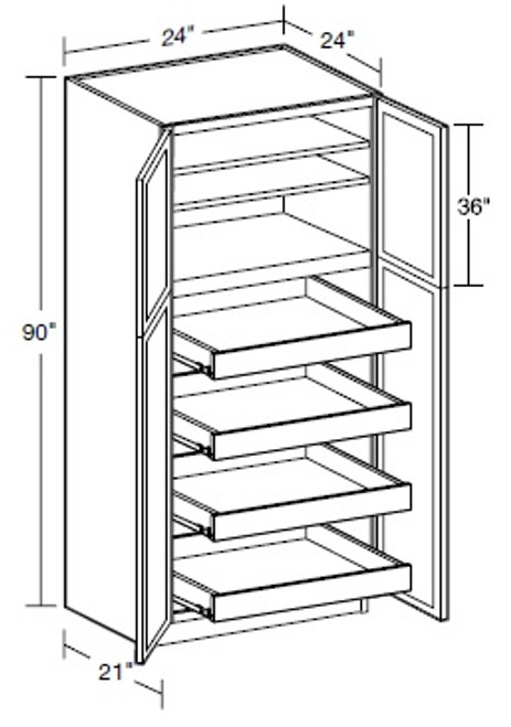 Ideal Cabinetry Hawthorne Cinnamon Pantry Cabinet - U242490-4T-HCN