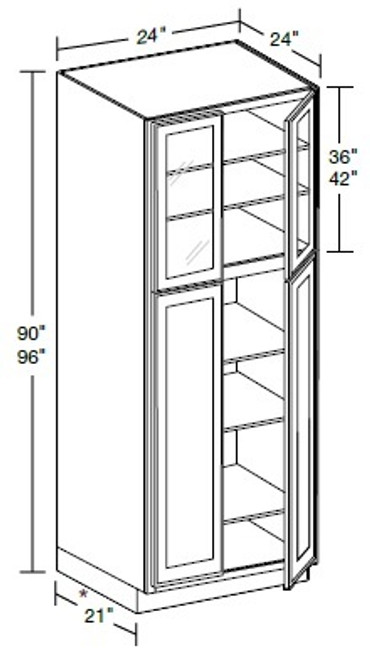 Ideal Cabinetry Hawthorne Cinnamon Pantry Cabinet - Glass Doors - U242496PFG-HCN