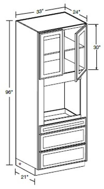 Ideal Cabinetry Hawthorne Cinnamon Oven Cabinet - Glass Doors - OC332496PFGU-HCN