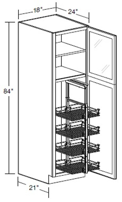 Ideal Cabinetry Hawthorne Cinnamon Pantry Cabinet - Glass Doors - U182484PFG-PO4WS-HCN