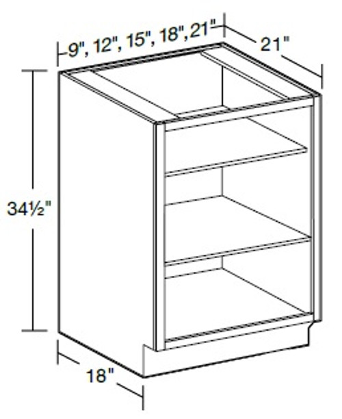 Ideal Cabinetry Hawthorne Cinnamon Single Full Height Vanity Base Cabinet - Without Doors - VB1221ND-HCN