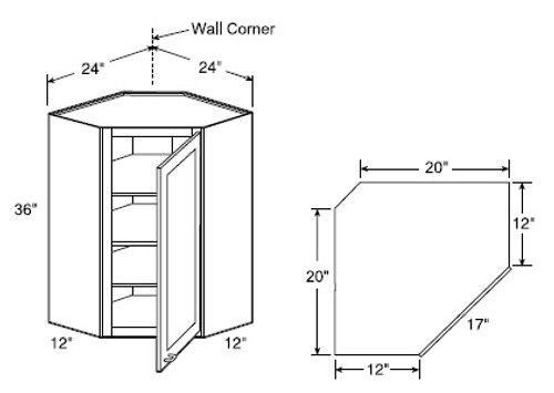 Ideal Cabinetry Norwood Deep Onyx Angled Cabinet - WA2436-NDO