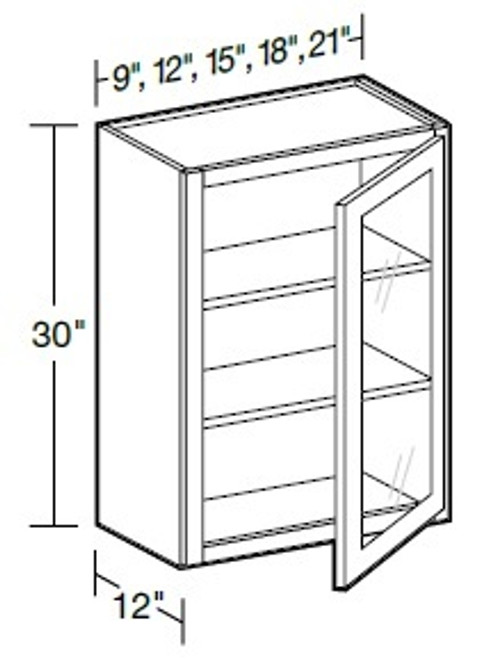 Ideal Cabinetry Norwood Deep Onyx Wall Cabinet - Glass Doors - W1530PFG-NDO