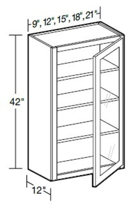 Ideal Cabinetry Norwood Deep Onyx Wall Cabinet - Glass Doors - W2142PFG-NDO