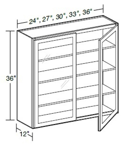 Ideal Cabinetry Norwood Deep Onyx Wall Cabinet - Glass Doors - W2736PFG-NDO