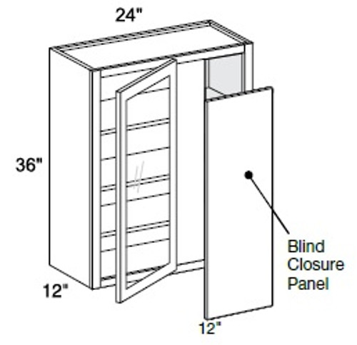 Ideal Cabinetry Norwood Deep Onyx Corner Cabinet - Glass Doors - WBCU2736PFG-NDO