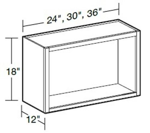 Ideal Cabinetry Norwood Deep Onyx Wall Cabinet - Without Doors - W3618ND-NDO