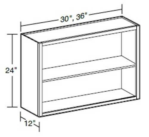 Ideal Cabinetry Norwood Deep Onyx Wall Cabinet - Without Doors - W3624ND-NDO