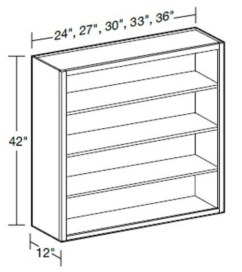 Ideal Cabinetry Norwood Deep Onyx Wall Cabinet - Without Doors - W2442ND-NDO