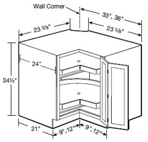 Ideal Cabinetry Norwood Deep Onyx Base Cabinet - EZR36SS-NDO