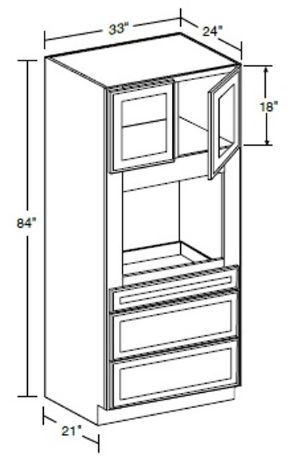 Ideal Cabinetry Norwood Deep Onyx Oven Cabinet - Glass Doors - OC332484PFGU-NDO