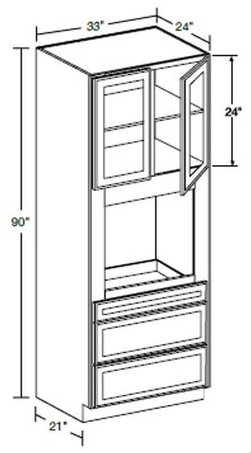 Ideal Cabinetry Norwood Deep Onyx Oven Cabinet - Glass Doors - OC332490PFGU-NDO