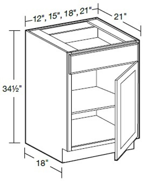 Ideal Cabinetry Norwood Deep Onyx Single Door Vanity Base Cabinet - VB2121-NDO