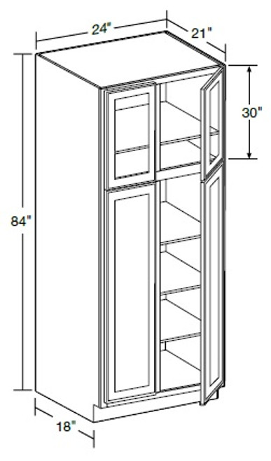 Ideal Cabinetry Norwood Deep Onyx Four Door Linen Cabinet - Glass Doors - VLC242184PFG-NDO