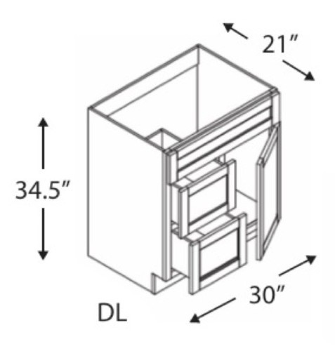 Blue Valley Shaker Modern Slate Bath Cabinet - MS-VSD3021DL