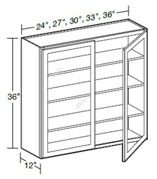 Ideal Cabinetry Nassau Mythic Blue Wall Cabinet - Glass Doors - W3336PFG-NMB