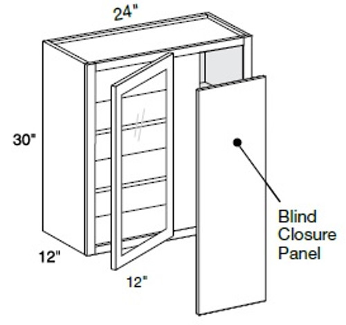 Ideal Cabinetry Nassau Mythic Blue Corner Cabinet - Glass Doors - WBCU2730PFG-NMB