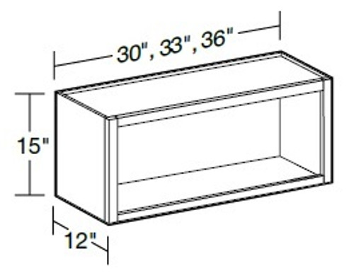 Ideal Cabinetry Nassau Mythic Blue Wall Cabinet - Without Doors - W3315ND-NMB