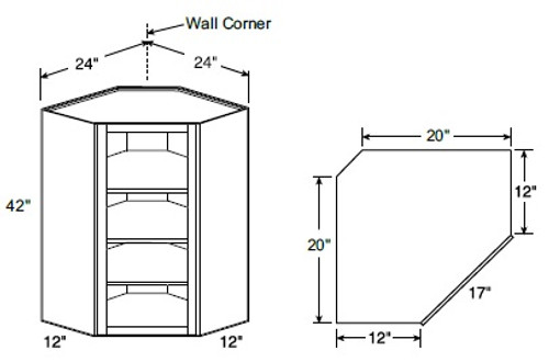 Ideal Cabinetry Nassau Mythic Blue Angled Cabinet - Without Doors - WA2442ND-NMB