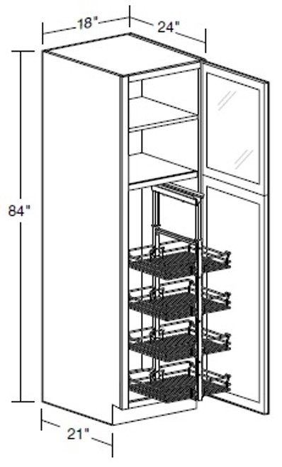 Ideal Cabinetry Nassau Mythic Blue Pantry Cabinet - Glass Doors - U182484PFG-PO4WS-NMB