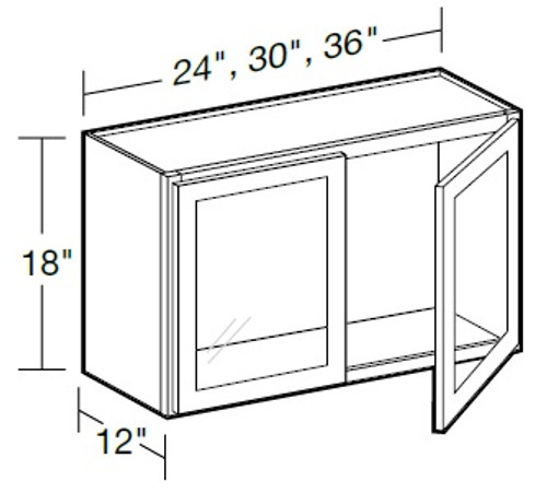 Ideal Cabinetry Fulton Mocha Wall Cabinet - Glass Doors - W2418PFG-FMG