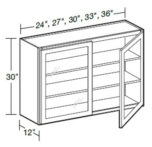 Ideal Cabinetry Fulton Mocha Wall Cabinet - Glass Doors - W2730PFG-FMG