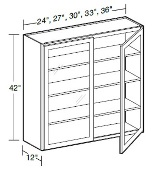 Ideal Cabinetry Fulton Mocha Wall Cabinet - Glass Doors - W3342PFG-FMG