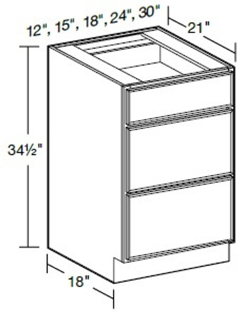 Ideal Cabinetry Fulton Mocha Vanity Base Drawer - VBD3021-FMG