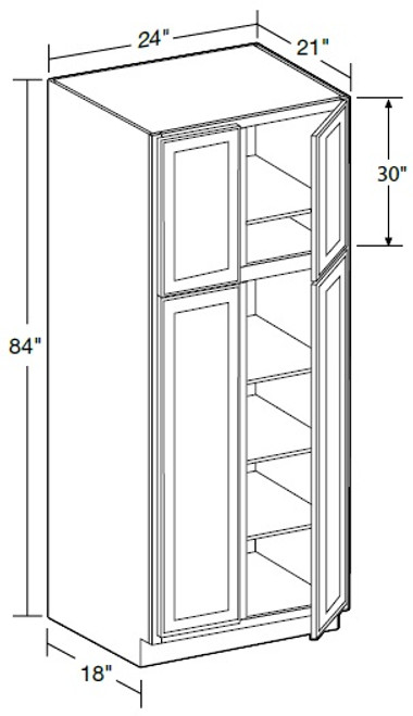 Ideal Cabinetry Fulton Mocha Two Door Linen Cabinet - VLC242184-FMG