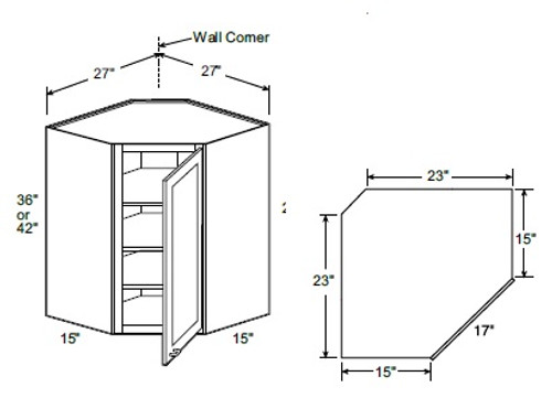 Ideal Cabinetry Tiverton Pebble Gray Angled Cabinet - WA271536-TPG