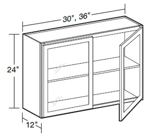 Ideal Cabinetry Tiverton Pebble Gray Wall Cabinet - Glass Doors - W3624PFG-TPG