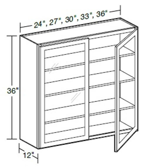 Ideal Cabinetry Tiverton Pebble Gray Wall Cabinet - Glass Doors - W2436PFG-TPG