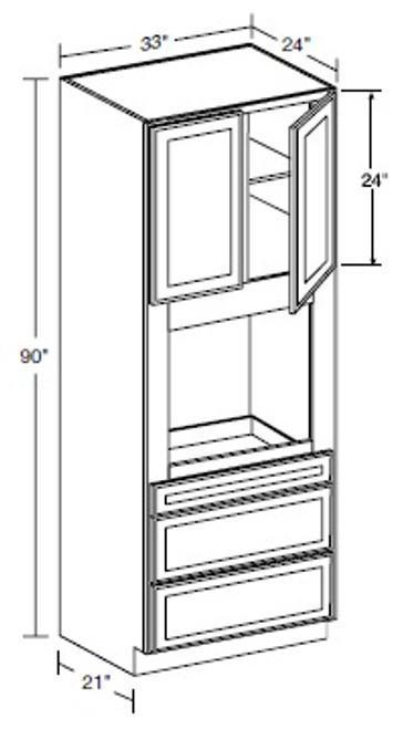 Ideal Cabinetry Tiverton Pebble Gray Oven Cabinet - OC332490U-TPG