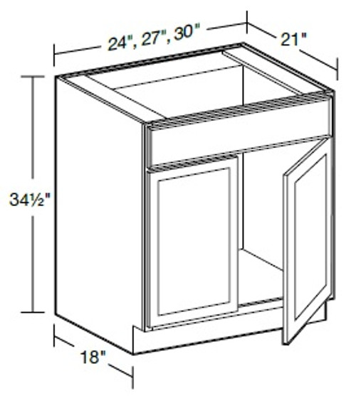 Ideal Cabinetry Tiverton Pebble Gray Double Door Vanity Sink Base Cabinet - VSB2421-TPG