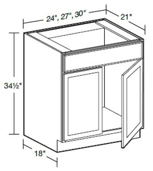 Ideal Cabinetry Tiverton Pebble Gray Double Door Vanity Sink Base Cabinet - VSB3021-TPG