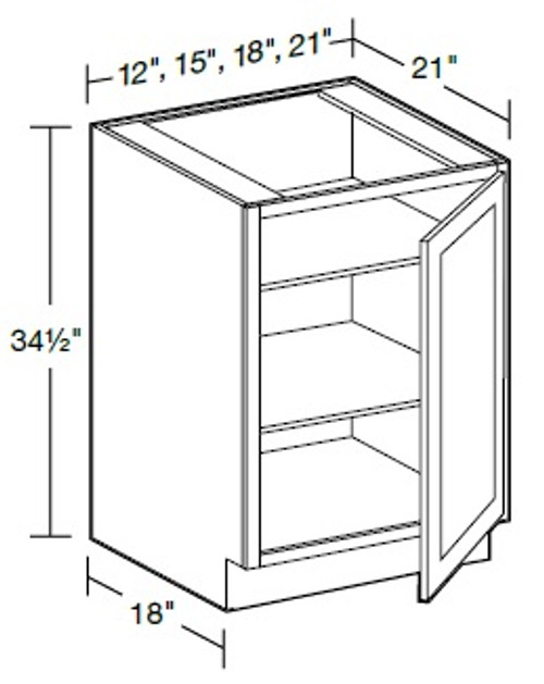 Ideal Cabinetry Tiverton Pebble Gray Single Full Height Door Vanity Base Cabinet - VB1221FH-TPG