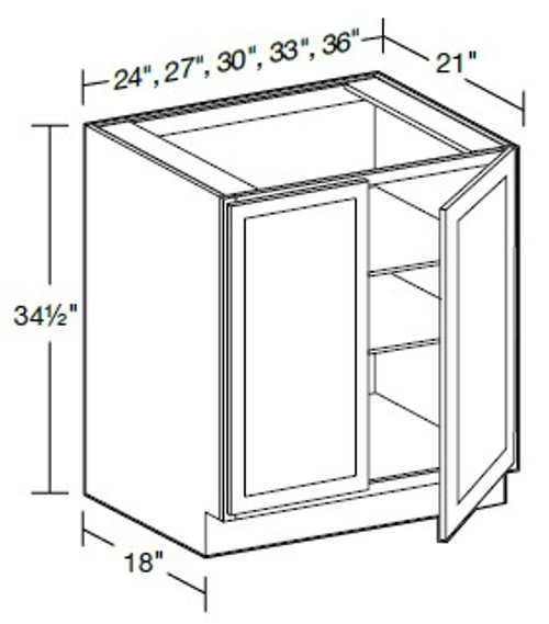 Ideal Cabinetry Tiverton Pebble Gray Double Full Height Door Vanity Base Cabinet - VB3321FH-TPG