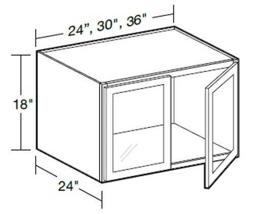 Ideal Cabinetry Nantucket Polar White Wall Cabinet - Glass Doors - W242418PFG-NPW