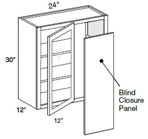 Ideal Cabinetry Nantucket Polar White Corner Cabinet - Glass Doors - WBCU2730PFG-NPW