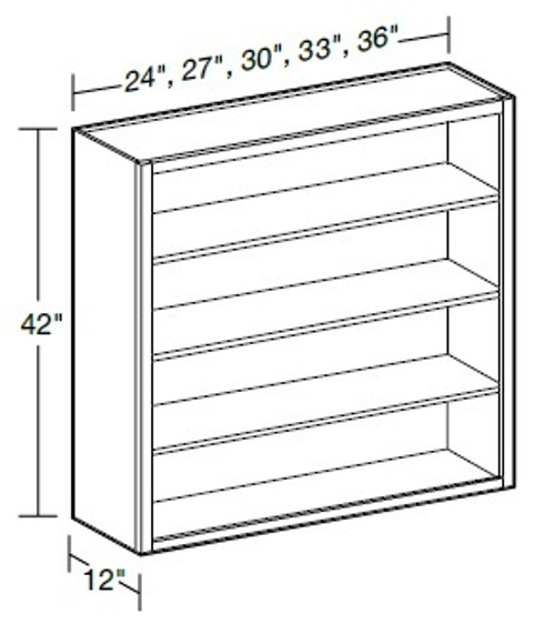 Ideal Cabinetry Nantucket Polar White Wall Cabinet - Without Doors - W3042ND-NPW